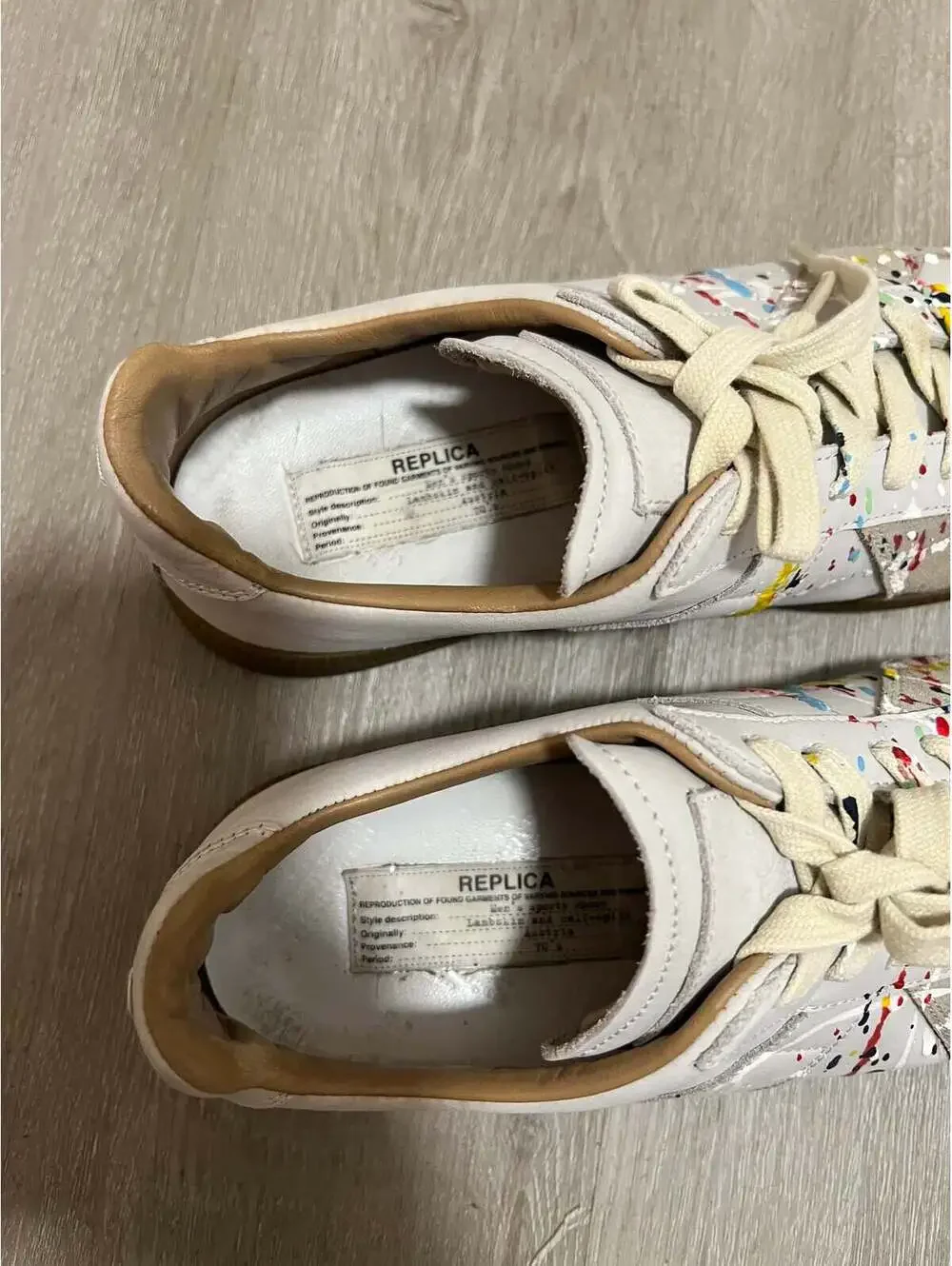 Maison Margiela GAT German Army Trainer Sneakers Paint Splatter Size 40